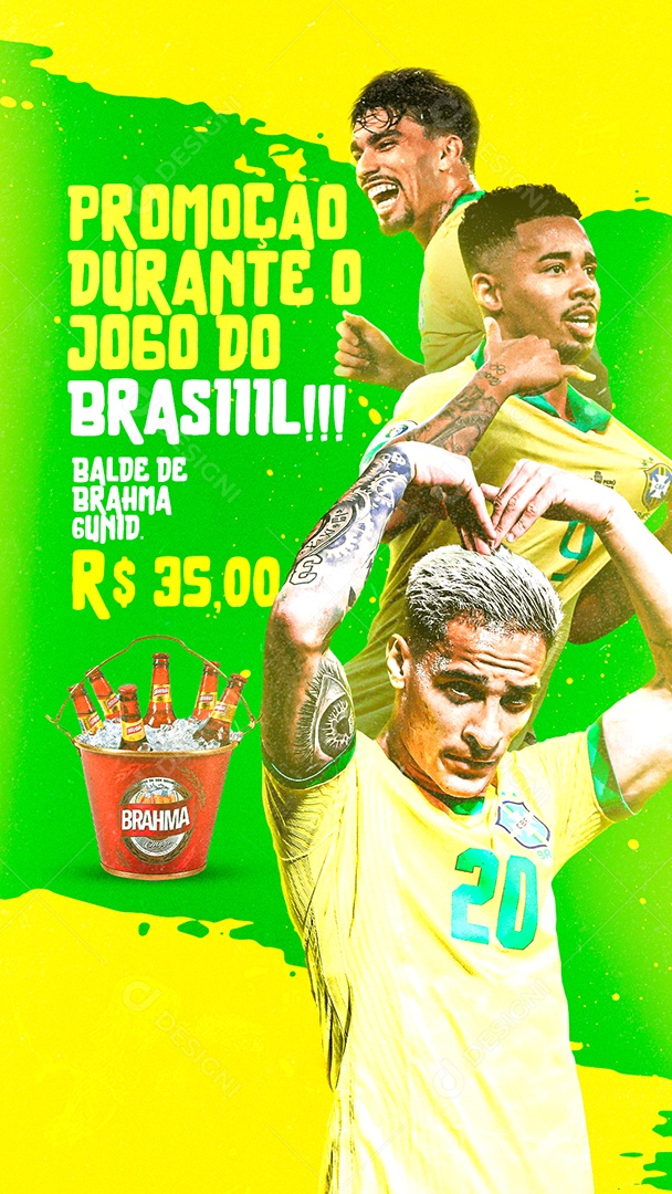 Story Promoção Durante o Jogo do Brasil Cervejaria Copa do Mundo Social Media PSD Editável