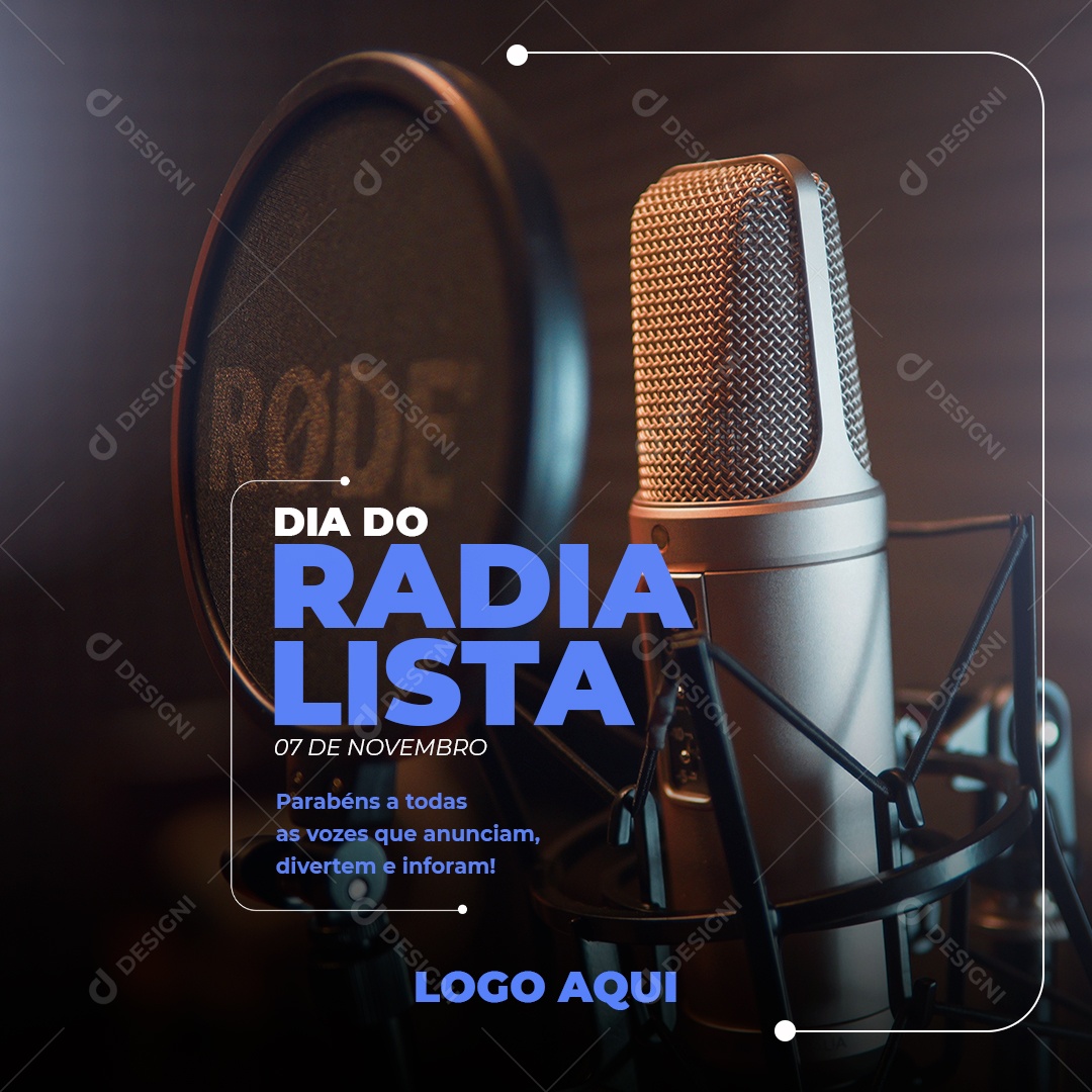 Social Media 07 de Novembro Dia do Radialista Parabéns PSD Editável