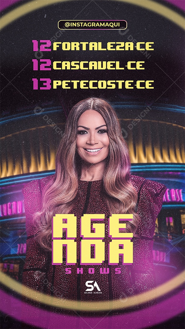 Social Media Flyer Agenda Shows Cantora Solange PSD Editável