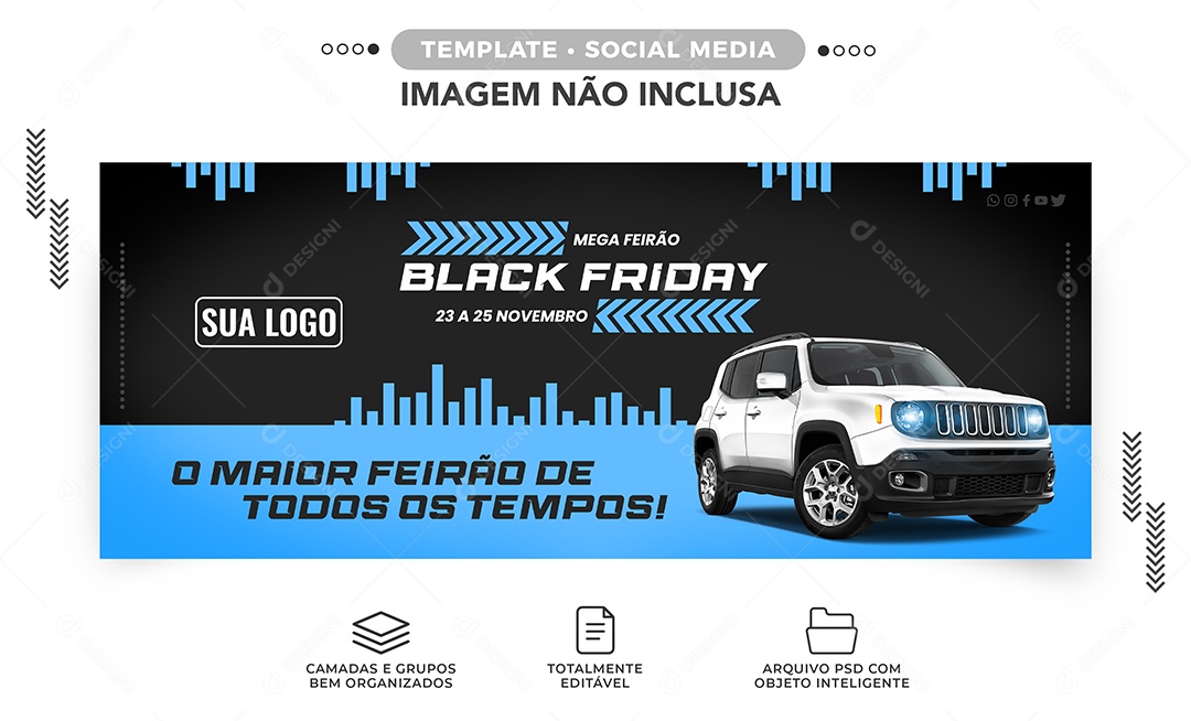 Banner Mega Feirão Black Friday Concessionária Social Media PSD Editável