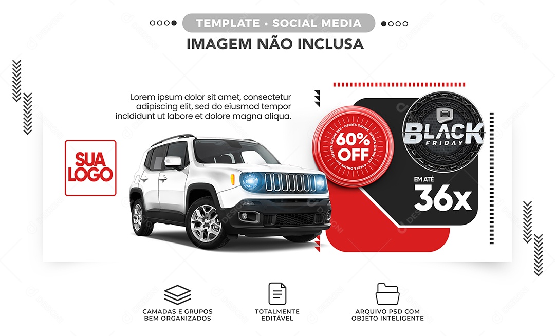 Banner Black Friday Em Até 36x Concessionária Social Media PSD Editável