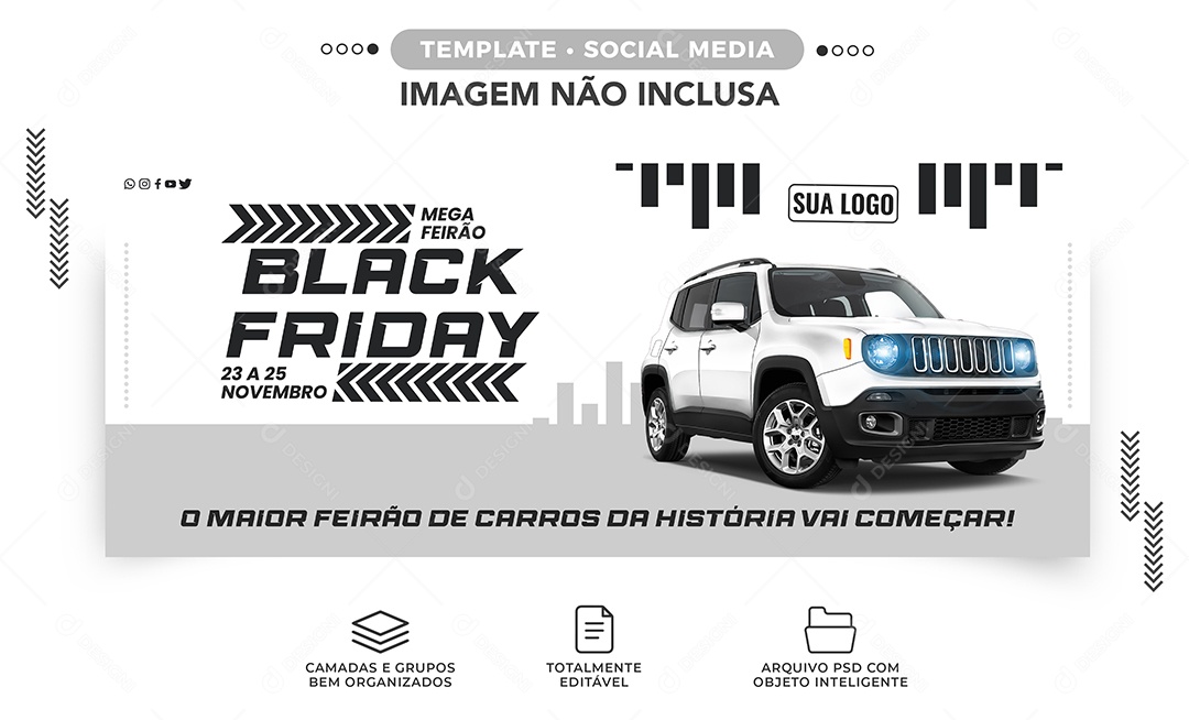 Banner Mega Feirão Black Friday Concessionária Social Media PSD Editável