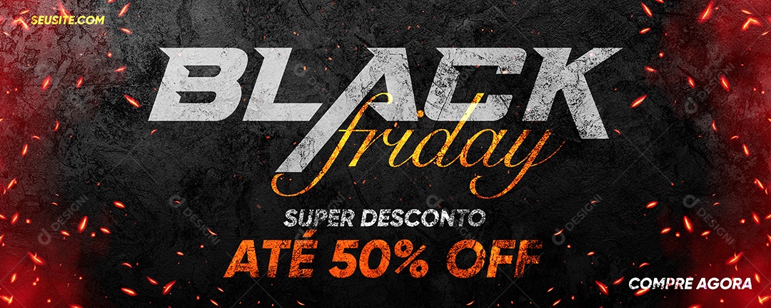 Banner Black Friday Super Desconto Até 50% Off Social Media PSD Editável