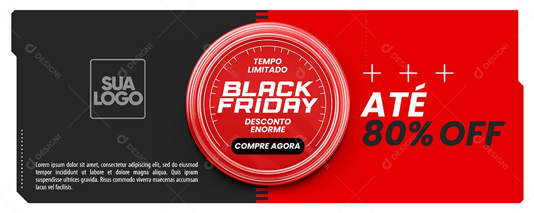 Banner Black Friday Até 80% Off Social Media PSD Editável