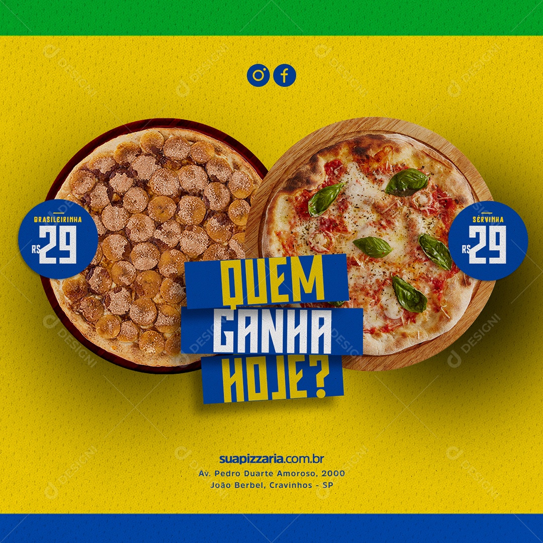 Quem Ganha Hoje Pizzaria Copa Mundo Social Media PSD Editável