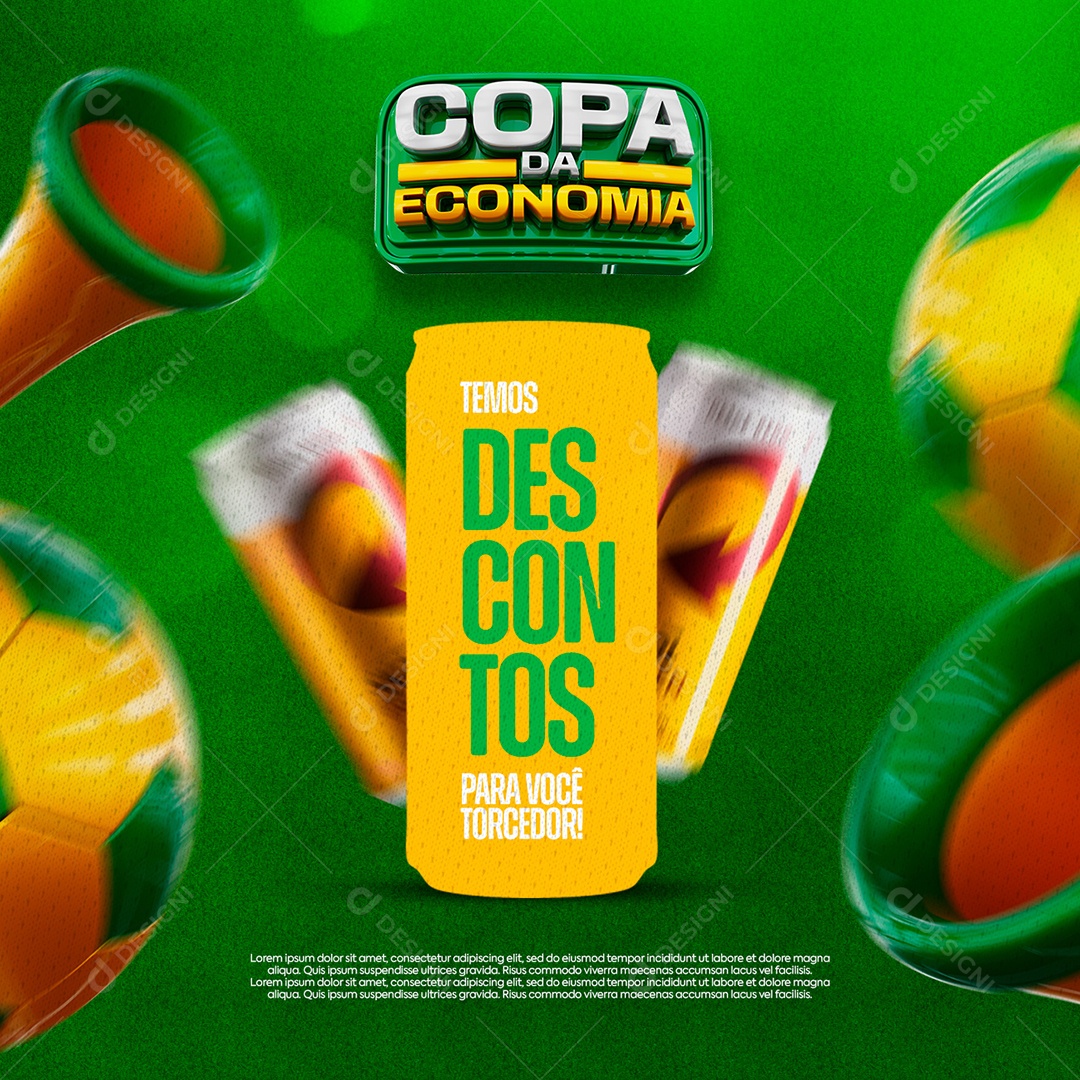 Copa da Economia Temos Descontos para Você Torcedor Distribuidora Social Media PSD Editável