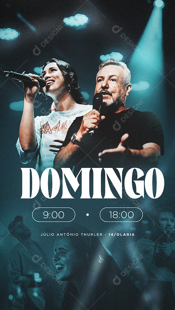 Igreja Domingo 9:00 e 18:00 Horas Social Media PSD Editável