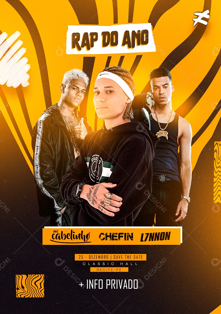 Rao do Ano Mc Cabelinho Chefin L7nnon Flyers Social Media PSD Editável