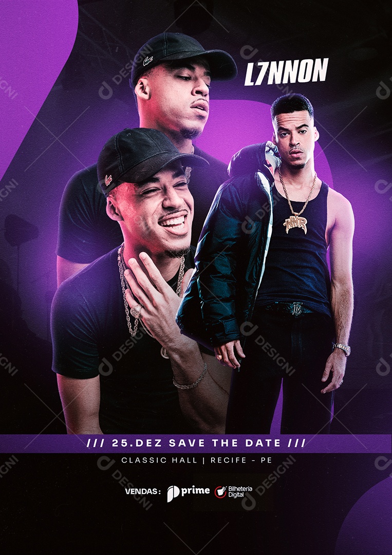 L7nnon Show Save The Date Flyer Social Media PSD Editável