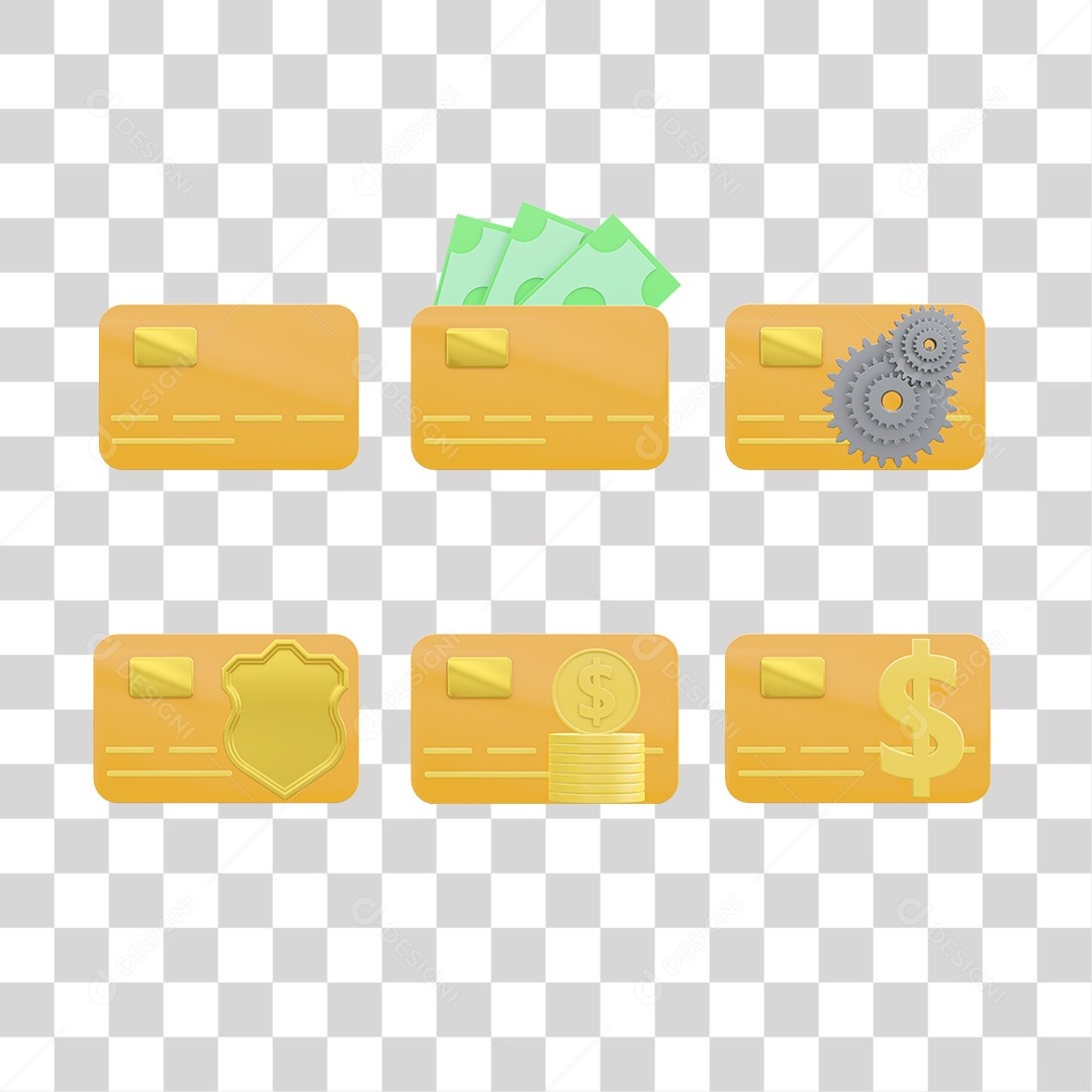 Conjunto de Carro de Crédito 3D PSD + PNG