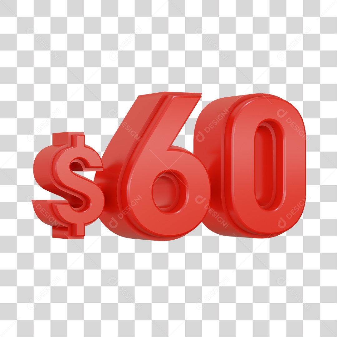 Número 3D $60 Para Composição PSD + PNG