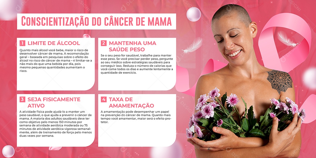 Amor Coragem Força Outubro Rosa Social Media PSD Editável