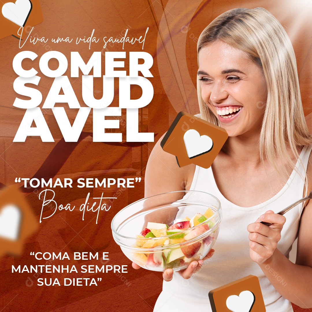 Coma Bem e Mantenha Sempre Sua Dieta Social Media PSD Editável