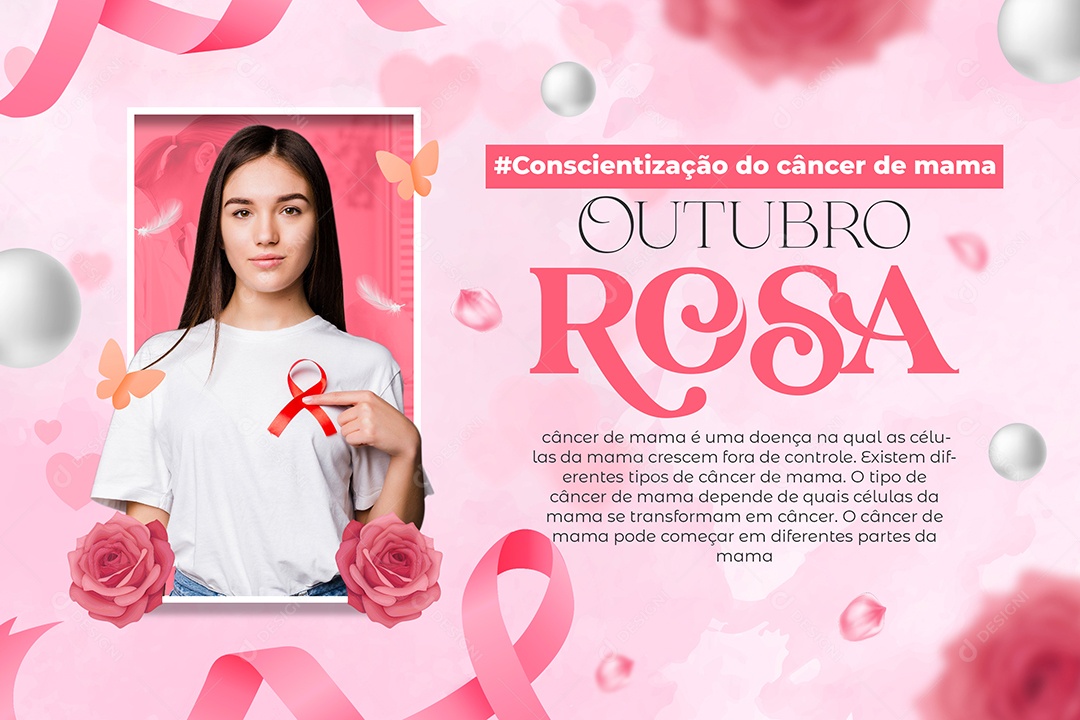 Outubro Rosa Mês de Conscientização ao Câncer de Mama Social Media PSD Editável