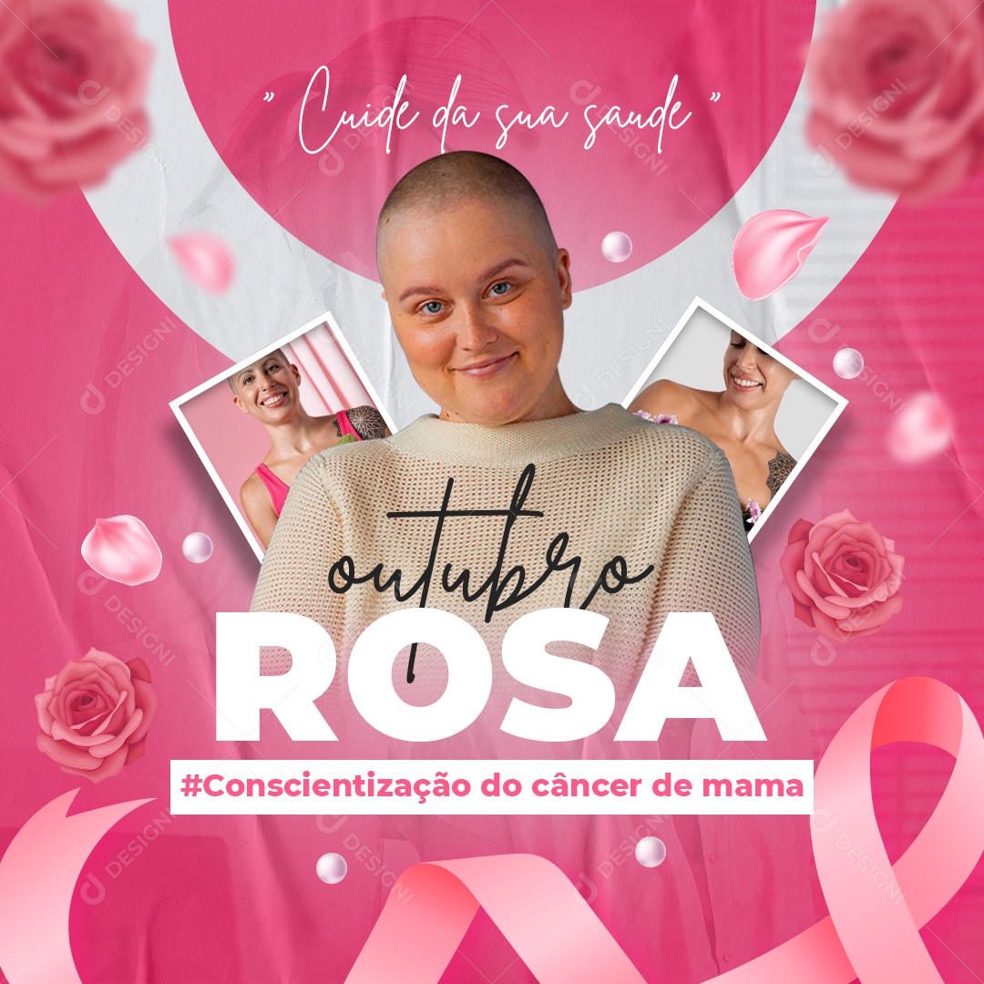 Outubro Rosa Mês de Conscientização ao Câncer de Mama Social Media PSD Editável
