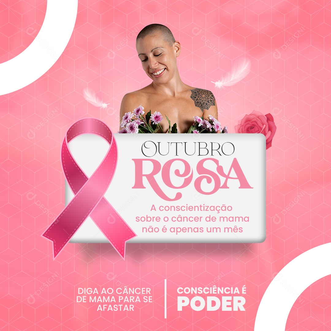 Outubro Rosa Mês de Conscientização ao Câncer de Mama Social Media PSD Editável