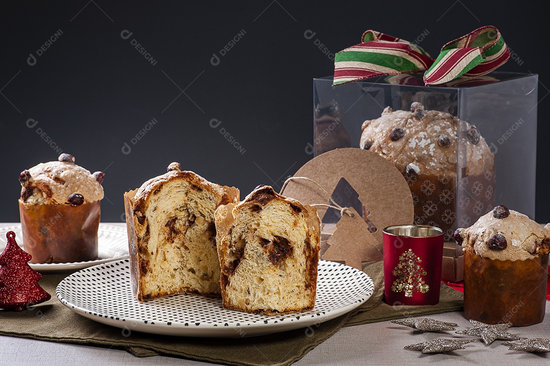 Panetone artesanal de fermentação natural, com chocolate