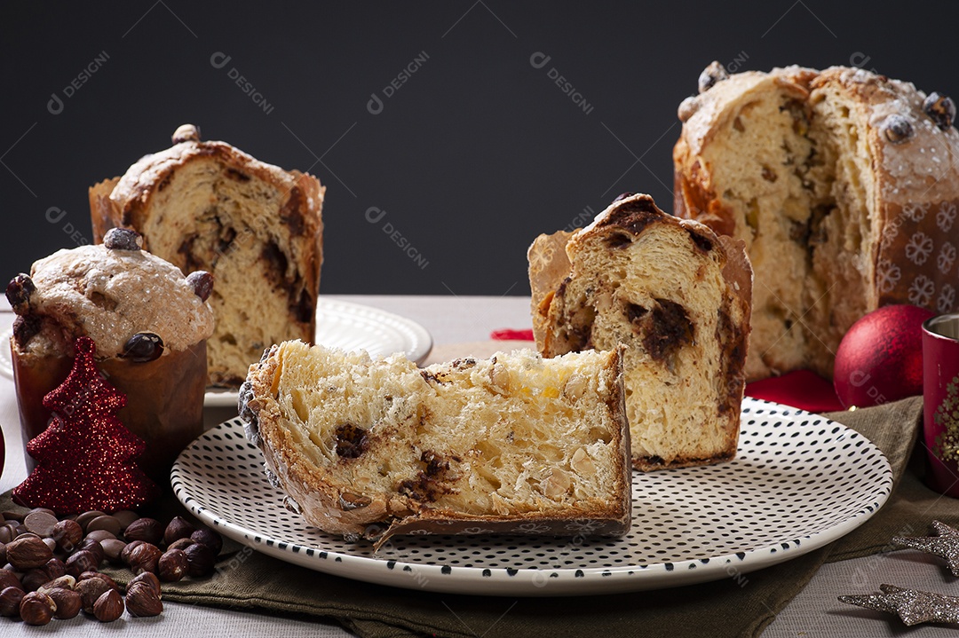 Panetone artesanal de fermentação natural, com chocolate