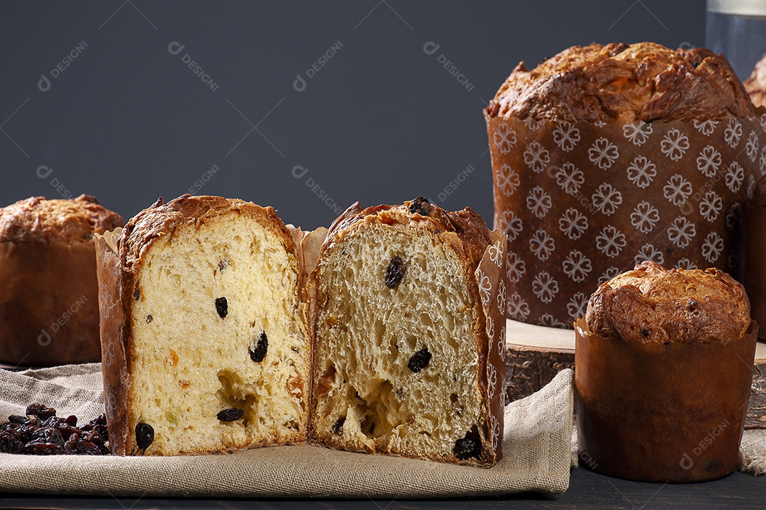 Delicioso panetone caseiro com fermentação natural e frutas secas