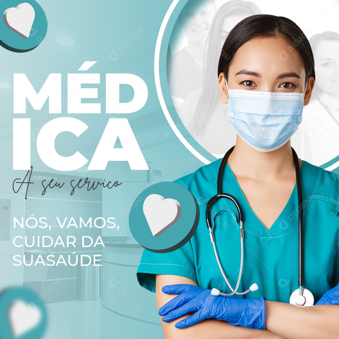 Médica Nós Vamos Cuidar da Sua Saúde Social Media PSD Editável