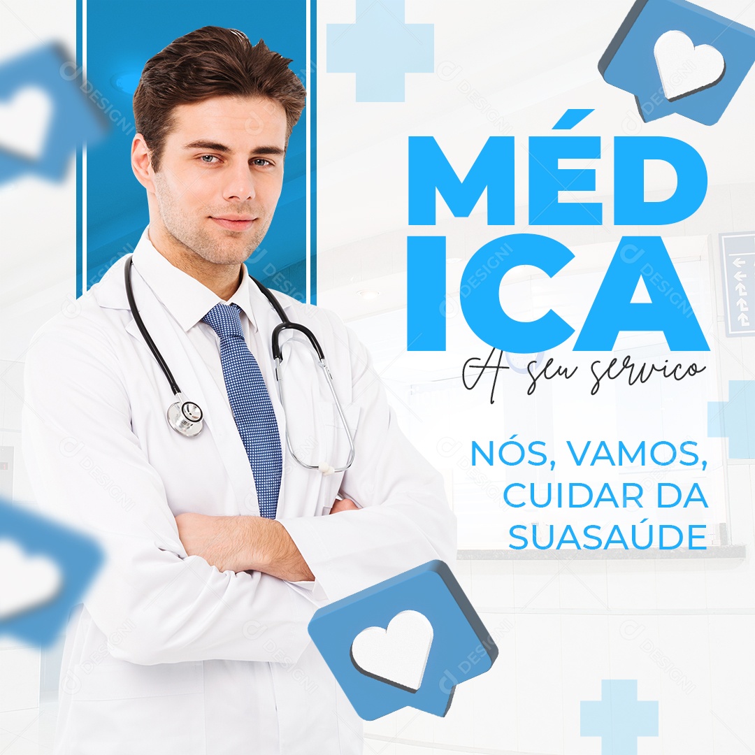 Médica Nós Vamos Cuidar da Sua Saúde Social Media PSD Editável