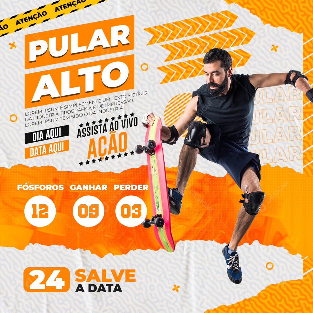 Skate Pulo Alto Assista ao Vivo Social Media PSD Editável