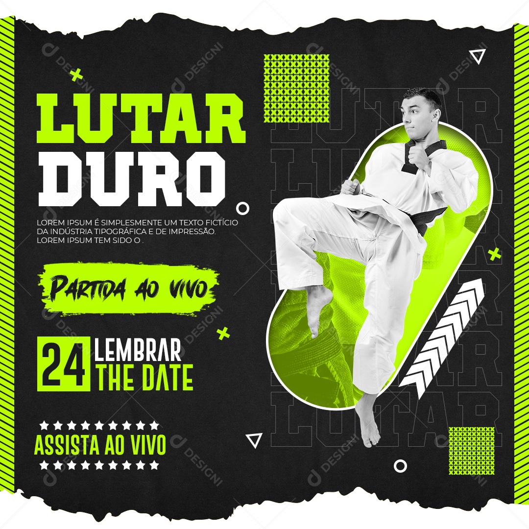 Lutar Duro Partida ao Vivo Social Media PSD Editável
