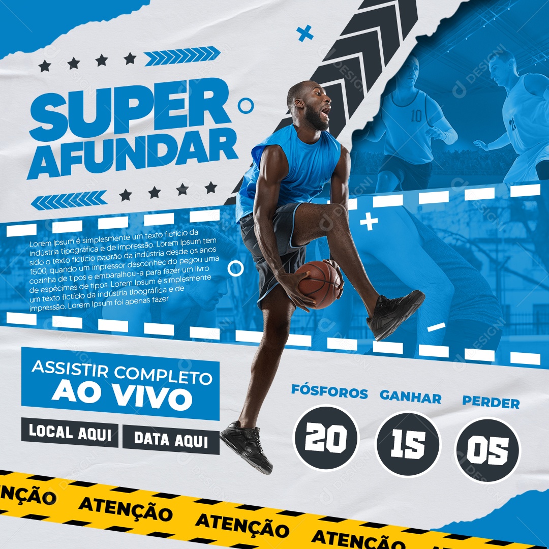 Basquete Super Afundada Assistir Completo ao Vivo Social Media PSD Editável