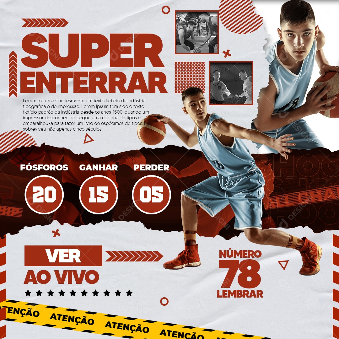 Basquete Super Afundada Assistir Completo ao Vivo Social Media PSD Editável