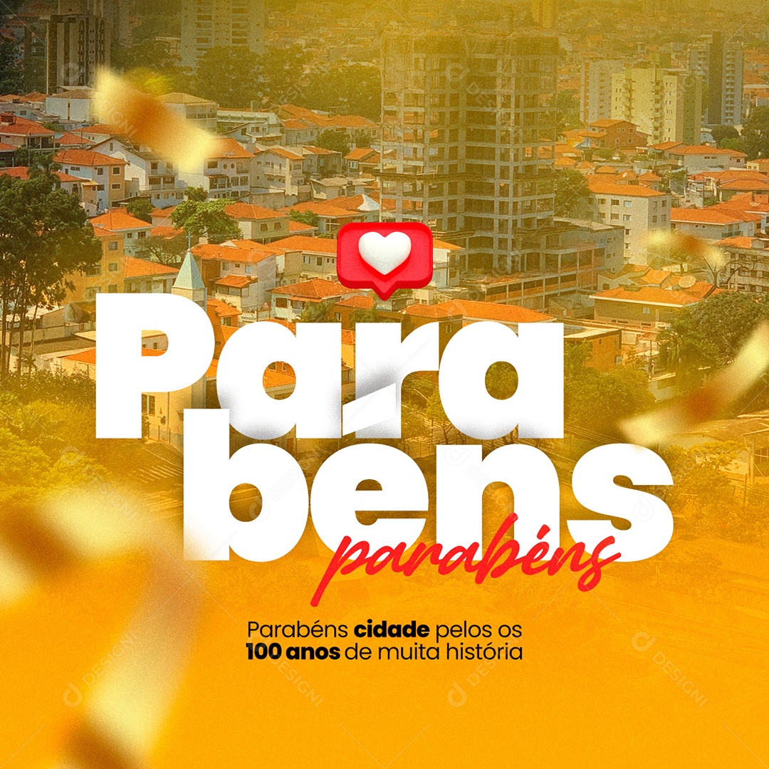 Parabéns Cidade Pelos os 100 anos Social Media PSD Editável