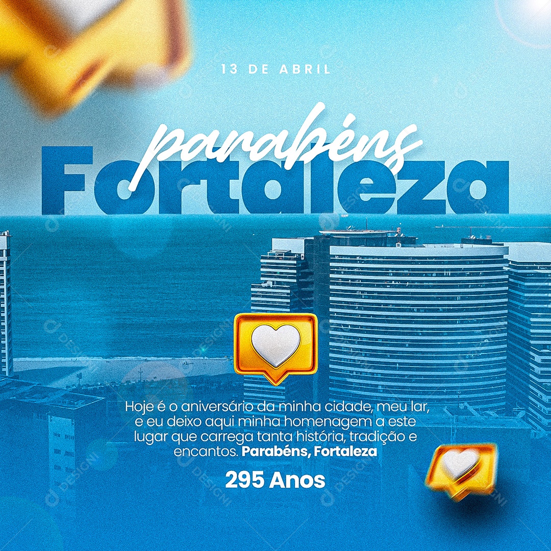 Parabéns Fortaleza Aniversário Social Media PSD Editável