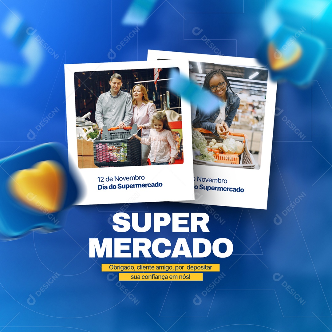 Obrigado Cliente Amigo Dia Do Supermercado Social Media PSD Editável