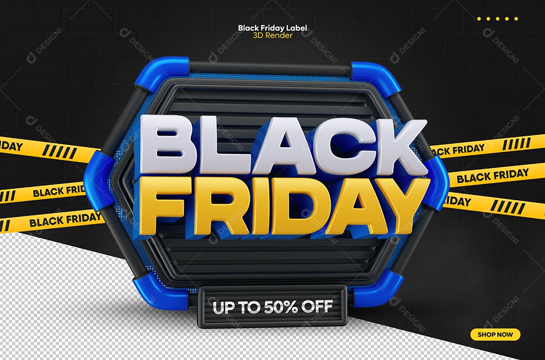 Black Friday Selo 3D Azul para Composição PSD