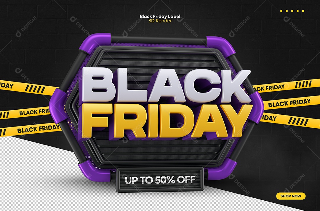 Black Friday Selo 3D Roxo para Composição PSD
