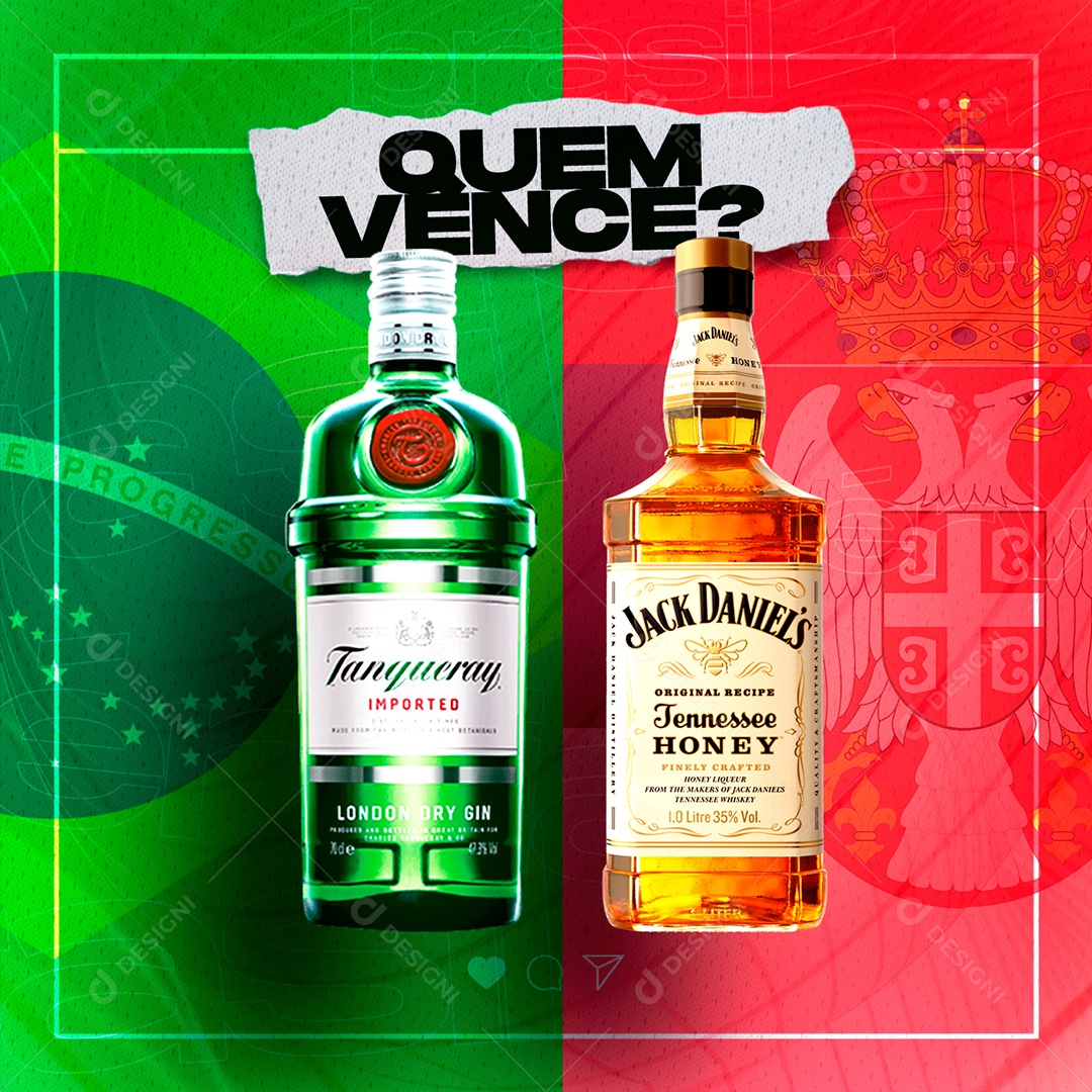Quem Vence Tanqueray ou Jack Daniel´s Cervejaria Copa Mundo Social Media PSD Editável