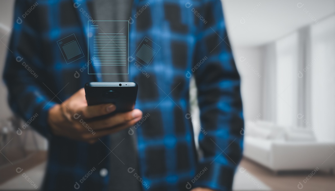 Documento digital on-line Assinatura eletrônica, escritório sem papel de gerenciamento