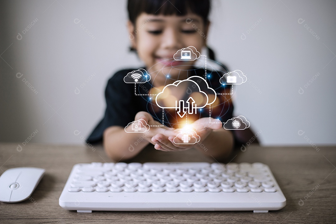 Computação em nuvem informações de dados de conexão de rede e ícone.