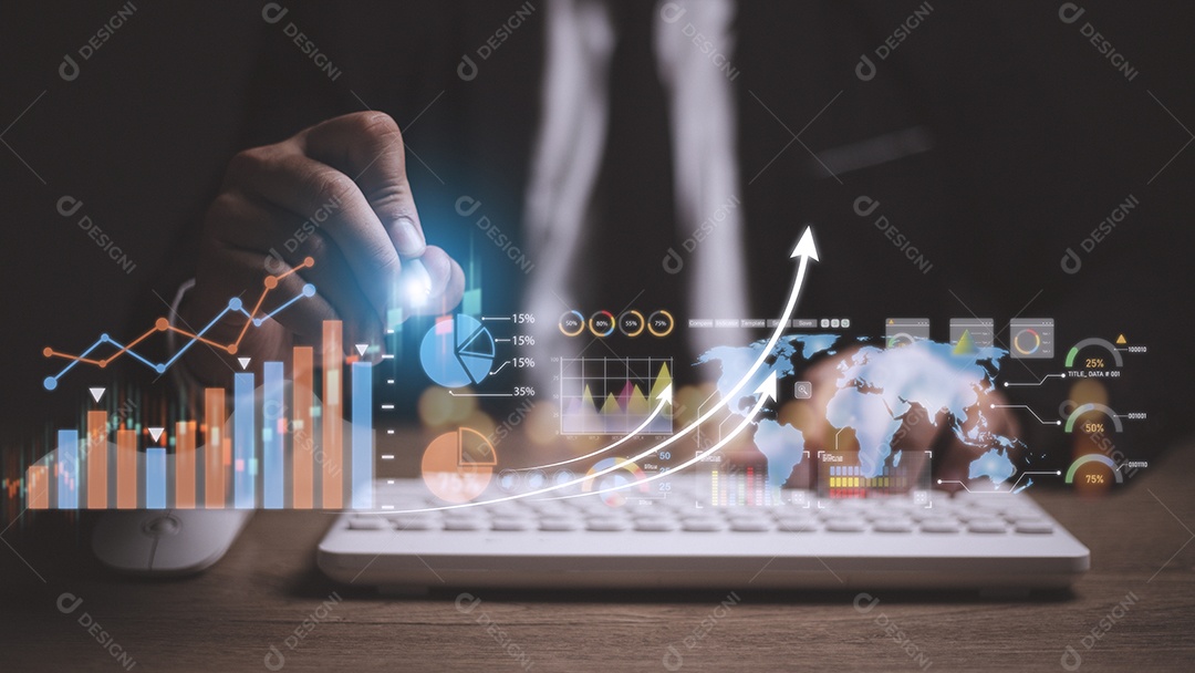 Análise de dados para o conceito de negócios e finanças. interface gráfica.