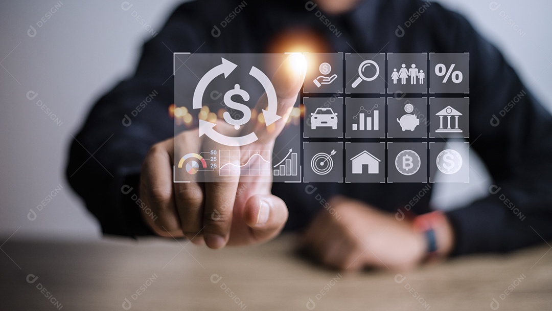 Conceito de mergulhadores de portfólio de gestão de investimentos financeiros de fundos.