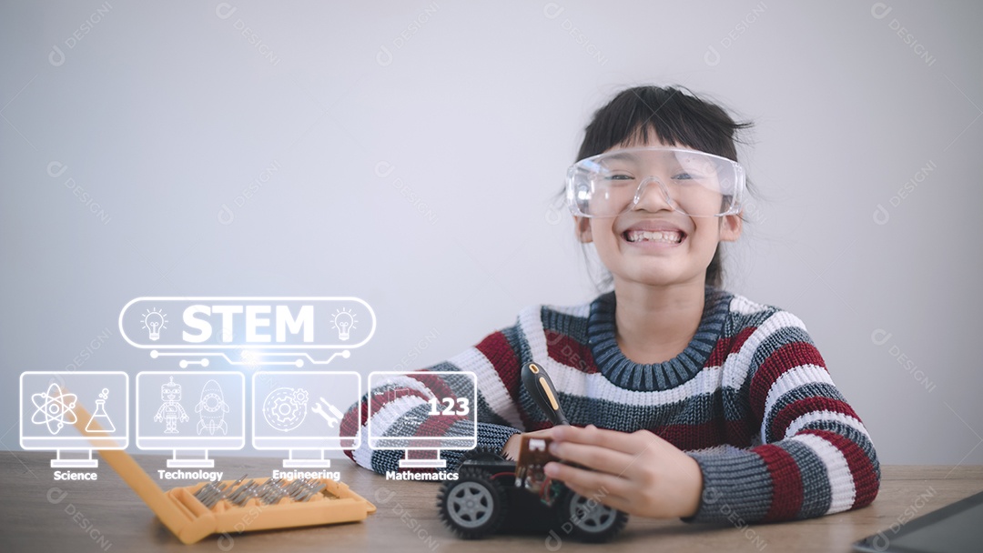 Conceito de educação STEM, STEM. Tapete de Engenharia de Ciência e Tecnologia.