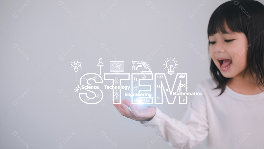 Conceito de educação STEM, STEM. Tapete de Engenharia de Ciência e Tecnologia.