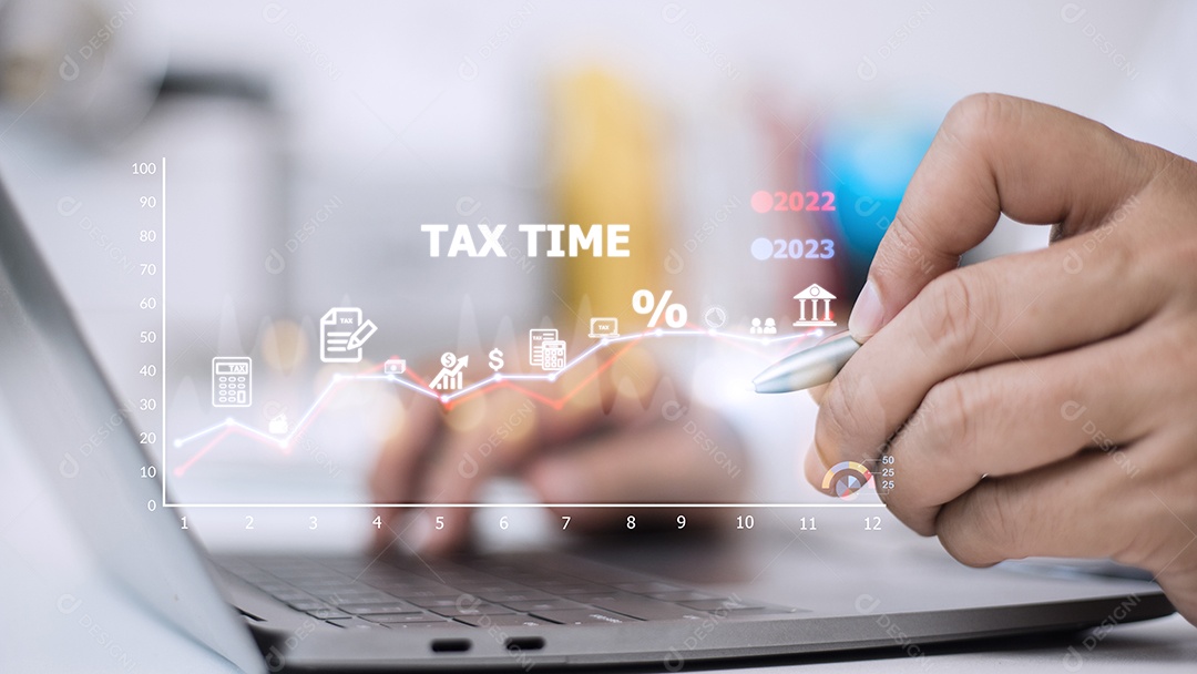 Conceito de finanças de negócios de otimização de pagamento de impostos, inteligência de pessoas.