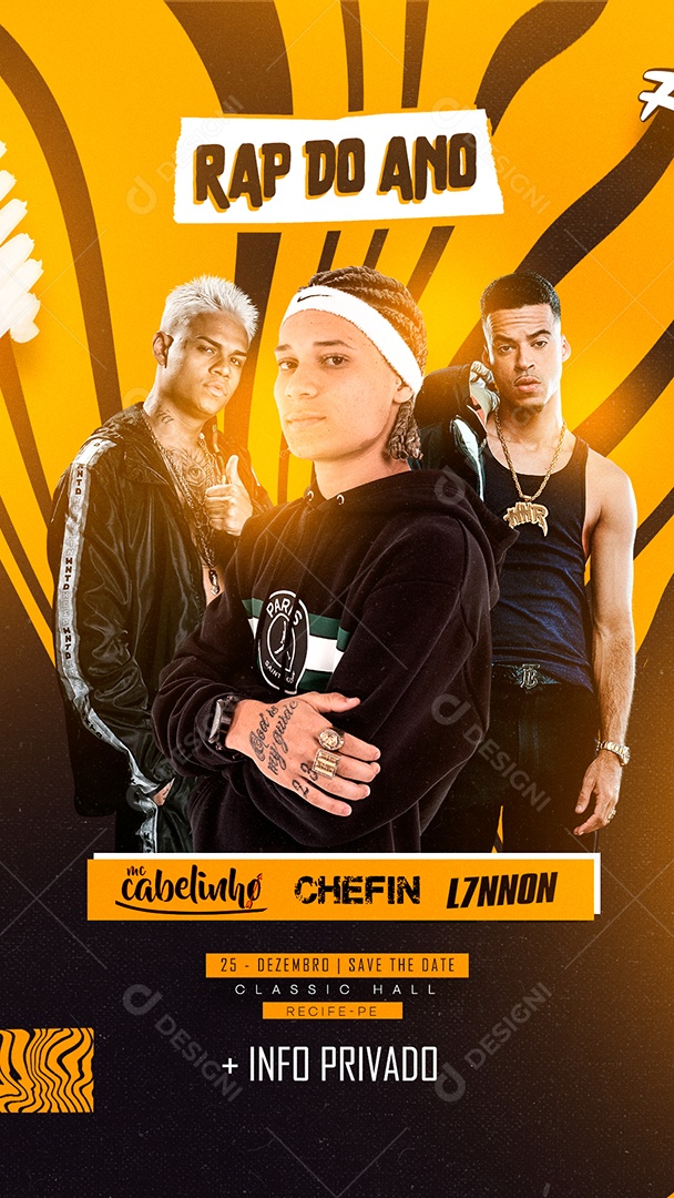 Story Rap do Ano Mc Cabelinho Chefin L7nnon Flyers Social Media PSD Editável