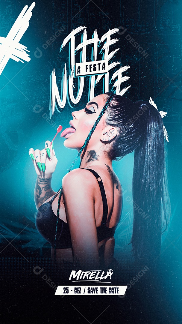 Story The Noite a Festa Mc Mirella Flyer Social Media PSD Editável