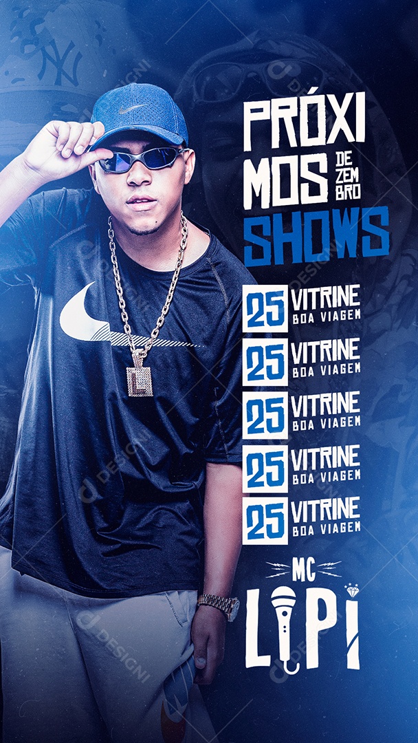 Story Próximos Shows Dezembro Mc Lipi Flyer Social Media PSD Editável