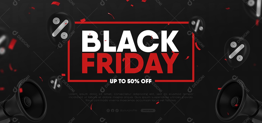 Banner Black Friday Até 50% Off Social Media PSD Editável