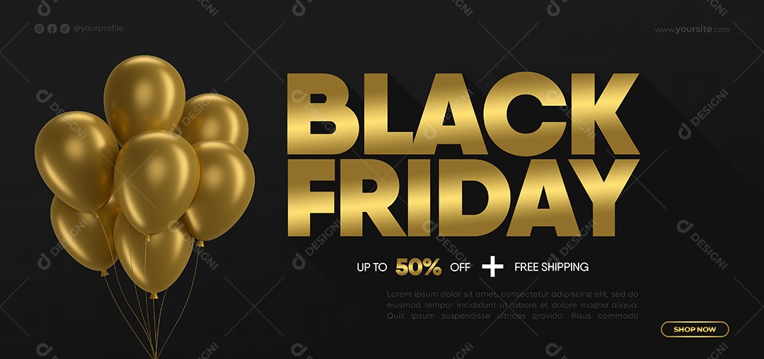 Banner Black Friday Até 50% Off Social Media PSD Editável