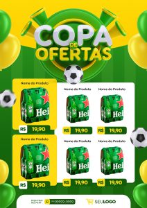 Encarte de Distribuidora Copa de Ofertas Social Media PSD Editável