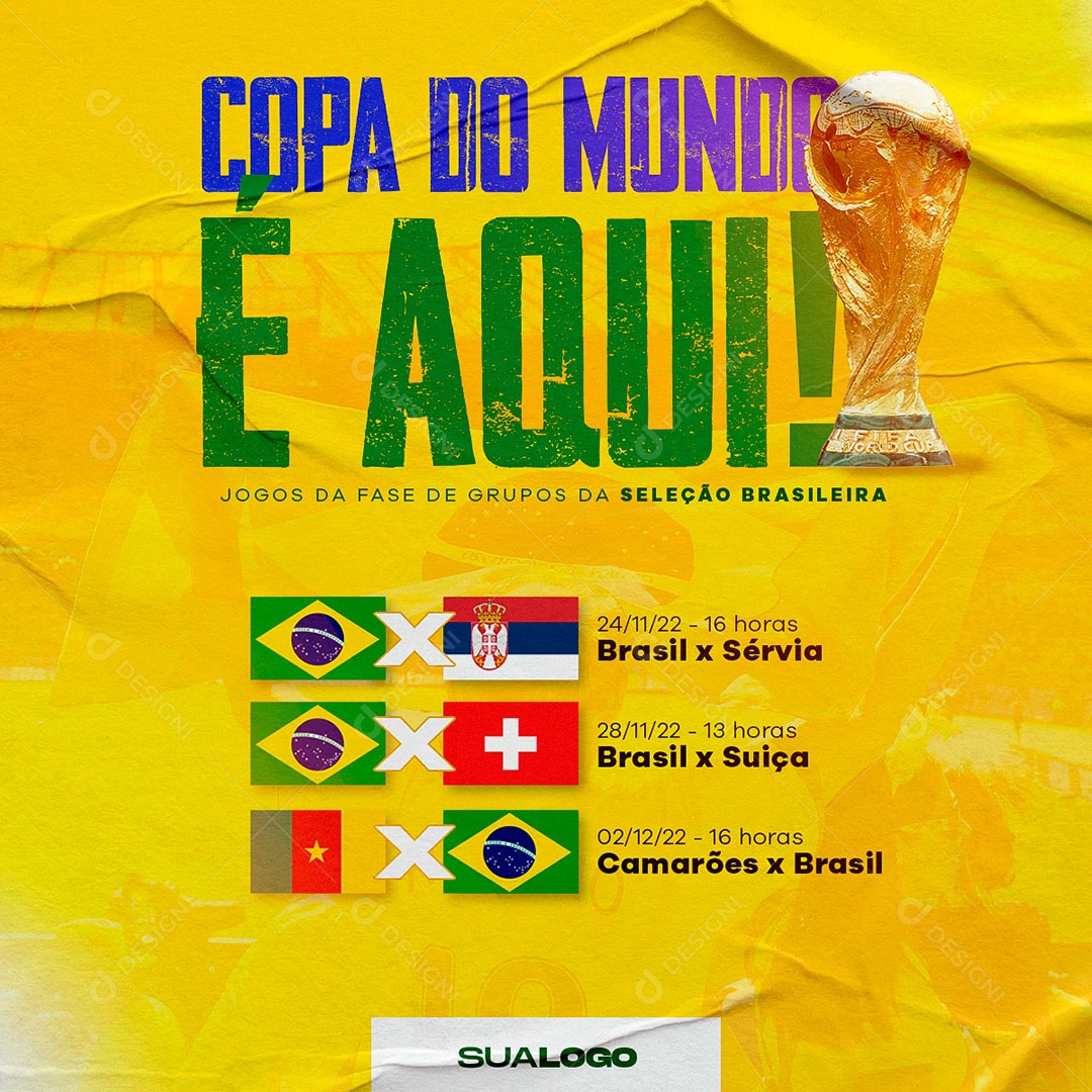 Social Media Copa do Mundo Copa e Aqui PSD Editável