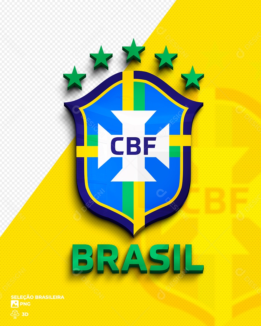Selo 3D da Seleção Brasileira para Composição PSD